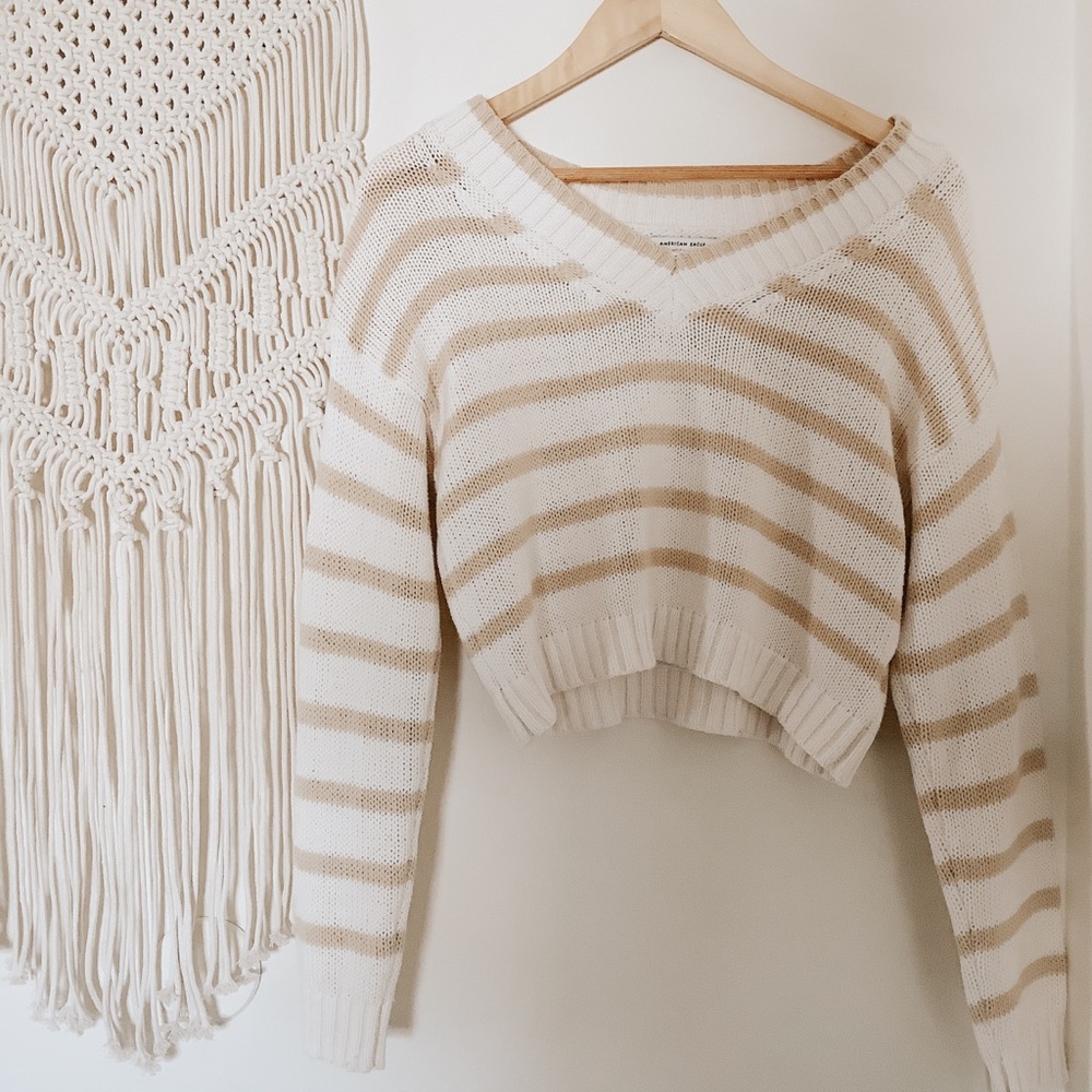 American Eagle • Cropped Striped Sweater